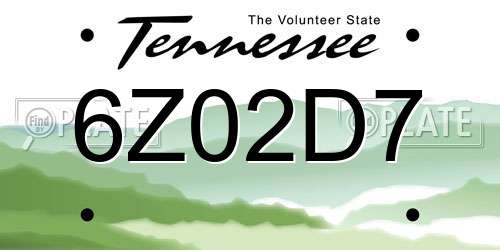 6Z02D7 Tennessee License Plate