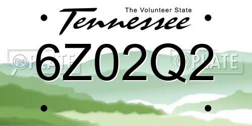 6Z02Q2 Tennessee License Plate