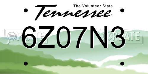 6Z07N3 Tennessee License Plate