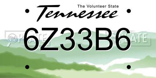 6Z33B6 Tennessee License Plate