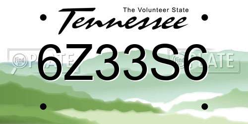 6Z33S6 Tennessee License Plate