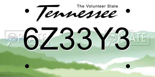 6Z33Y3 Tennessee License Plate