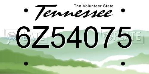 6Z54075 Tennessee License Plate