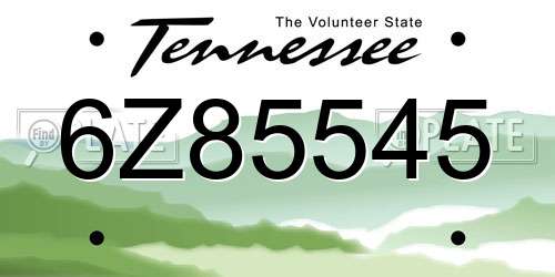 6Z85545 Tennessee License Plate