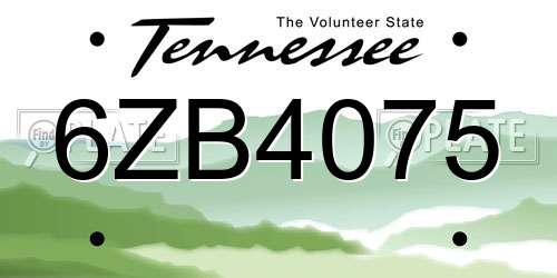 6ZB4075 Tennessee License Plate