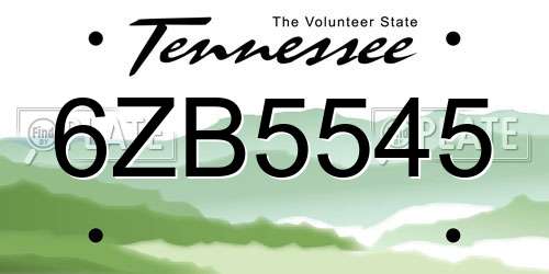 6ZB5545 Tennessee License Plate