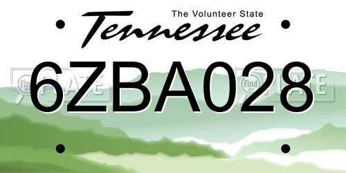 6ZBA028 Tennessee License Plate