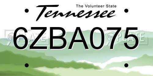 6ZBA075 Tennessee License Plate