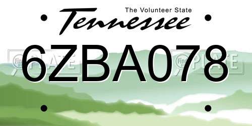 6ZBA078 Tennessee License Plate