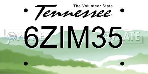 6ZIM35 Tennessee License Plate