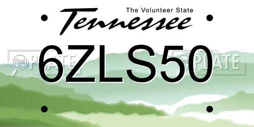 6ZLS50 Tennessee License Plate