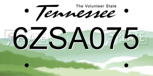 6ZSA075 Tennessee License Plate