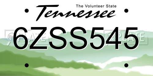 6ZSS545 Tennessee License Plate