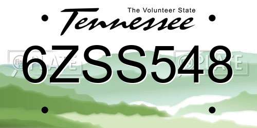 6ZSS548 Tennessee License Plate