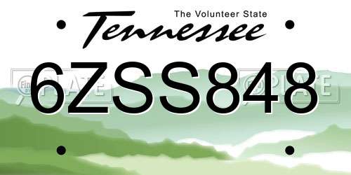 6ZSS848 Tennessee License Plate