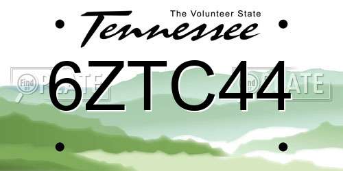 6ZTC44 Tennessee License Plate
