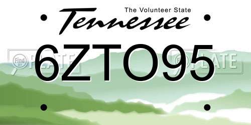 6ZTO95 Tennessee License Plate