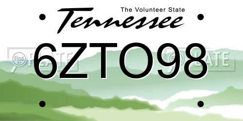 6ZTO98 Tennessee License Plate