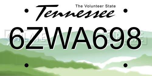6ZWA698 Tennessee License Plate