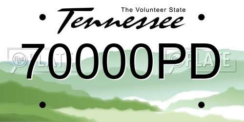 70000PD Tennessee License Plate