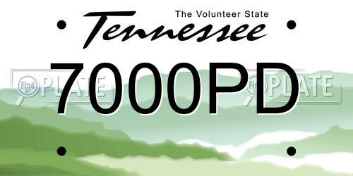 7000PD Tennessee License Plate