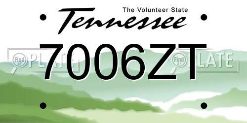 7006ZT Tennessee License Plate