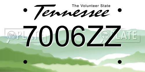 7006ZZ Tennessee License Plate