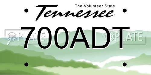 700ADT Tennessee License Plate