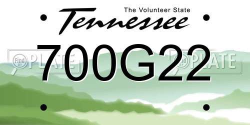 700G22 Tennessee License Plate
