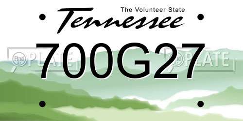 700G27 Tennessee License Plate