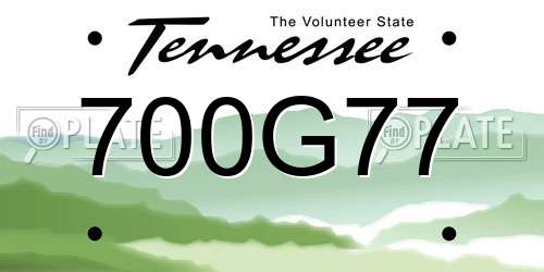 700G77 Tennessee License Plate