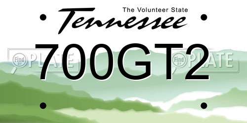 700GT2 Tennessee License Plate