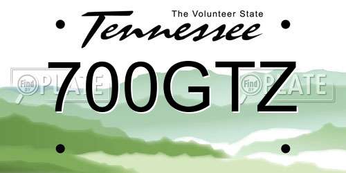 700GTZ Tennessee License Plate