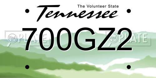700GZ2 Tennessee License Plate