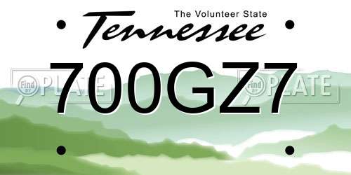 700GZ7 Tennessee License Plate