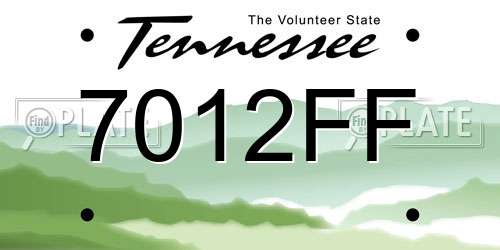 7012FF Tennessee License Plate