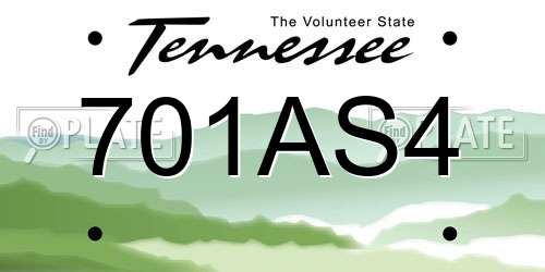 701AS4 Tennessee License Plate
