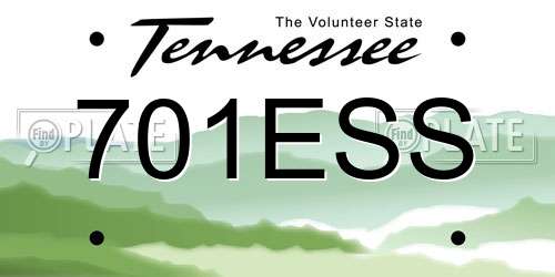 701ESS Tennessee License Plate