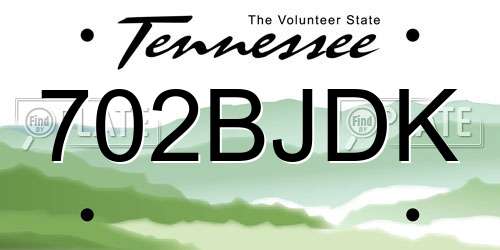 702BJDK Tennessee License Plate