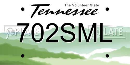 702SML Tennessee License Plate