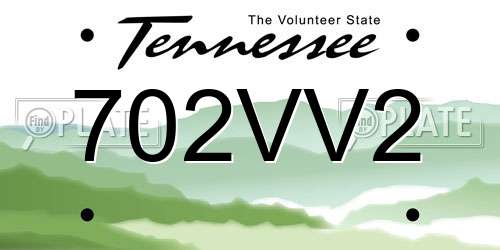 702VV2 Tennessee License Plate