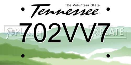 702VV7 Tennessee License Plate