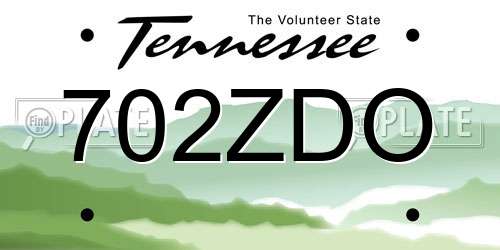 702ZDO Tennessee License Plate