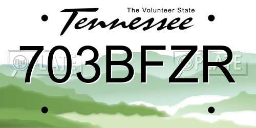 703BFZR Tennessee License Plate