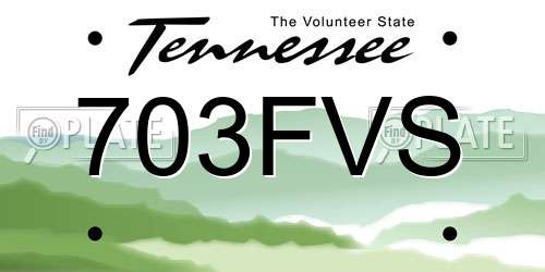 703FVS Tennessee License Plate