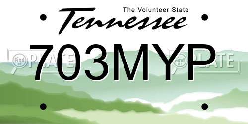 703MYP Tennessee License Plate
