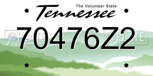 70476Z2 Tennessee License Plate