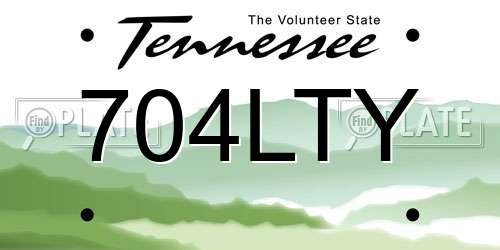 704LTY Tennessee License Plate
