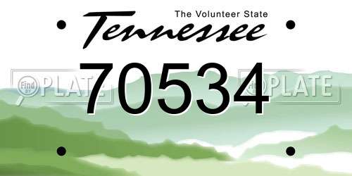 70534 Tennessee License Plate
