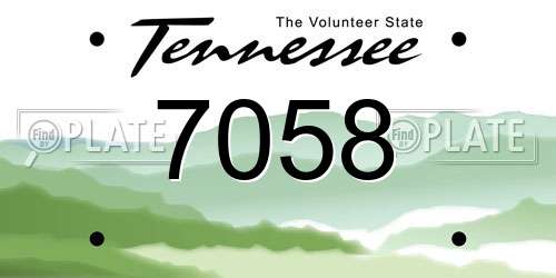 7058 Tennessee License Plate